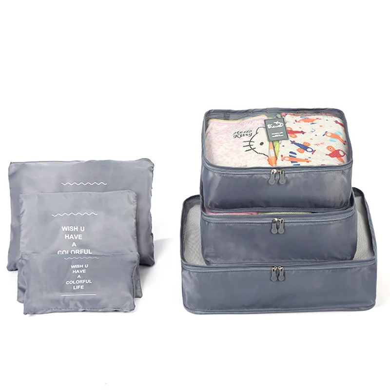 customized luggage bag organizer travel accessories set waterproof packing cubes 6 piece wholesale