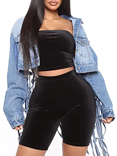 Fashion Grid Fringed Blue Denim Short Coat Plus Size Jean Jacket For Women