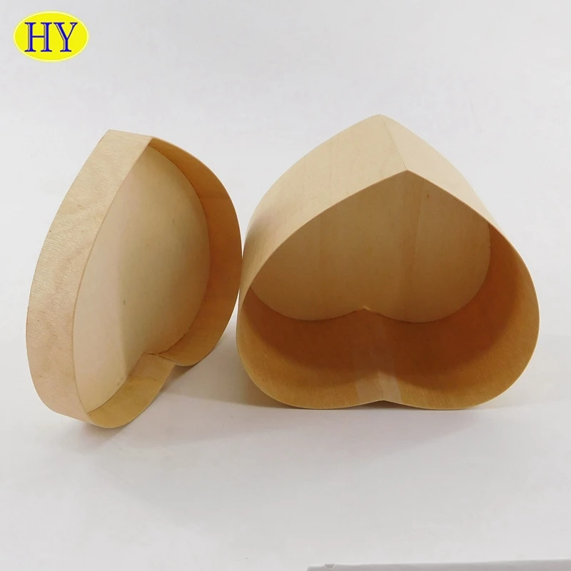 Wholesale Cheap Wood Heart-shaped Box Veneer Wood Cheese Cake Boxes