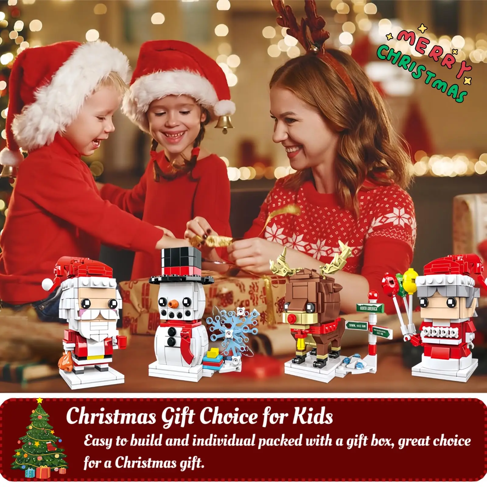 Christmas Building Sets  Hot Selling Mini Assembly Xmas Santa Christmas Figures Set Building Blocks Toys