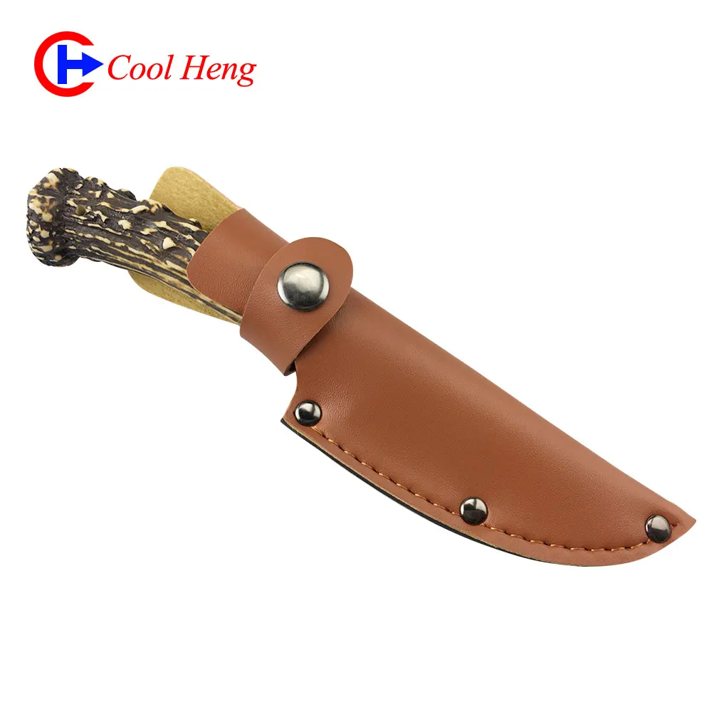 Wholesale CH1606 Damascus steel pattern+Simulated antlers handle Outdoor camping hunting knife Fixed edge knife