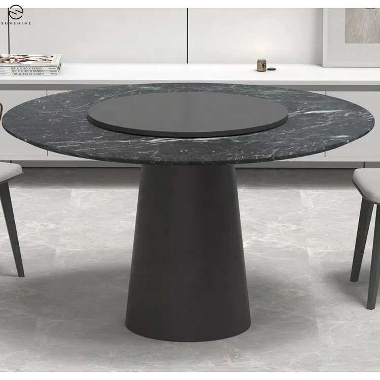 Italian Design Dining Table Dinning Room Kitchen Marble Furniture Round Luxury Dark Indian Green Lazy Susan Dinning Table Sets
