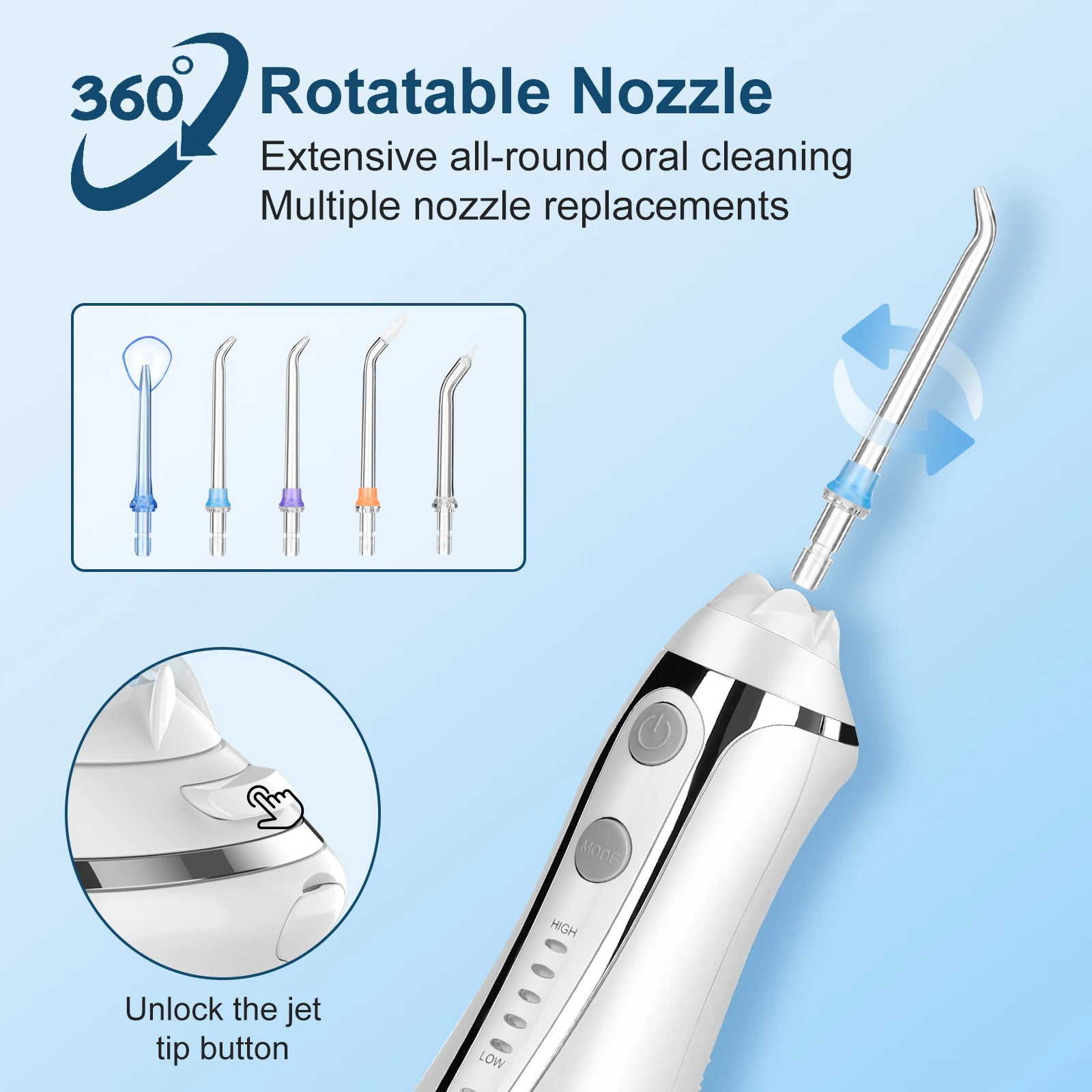 H2ofloss Hot Selling 2500mAh Wireless Water Flosser 300ml Water Tank Waterproof IPX7 Small Electric Oral Irrigator for Travel