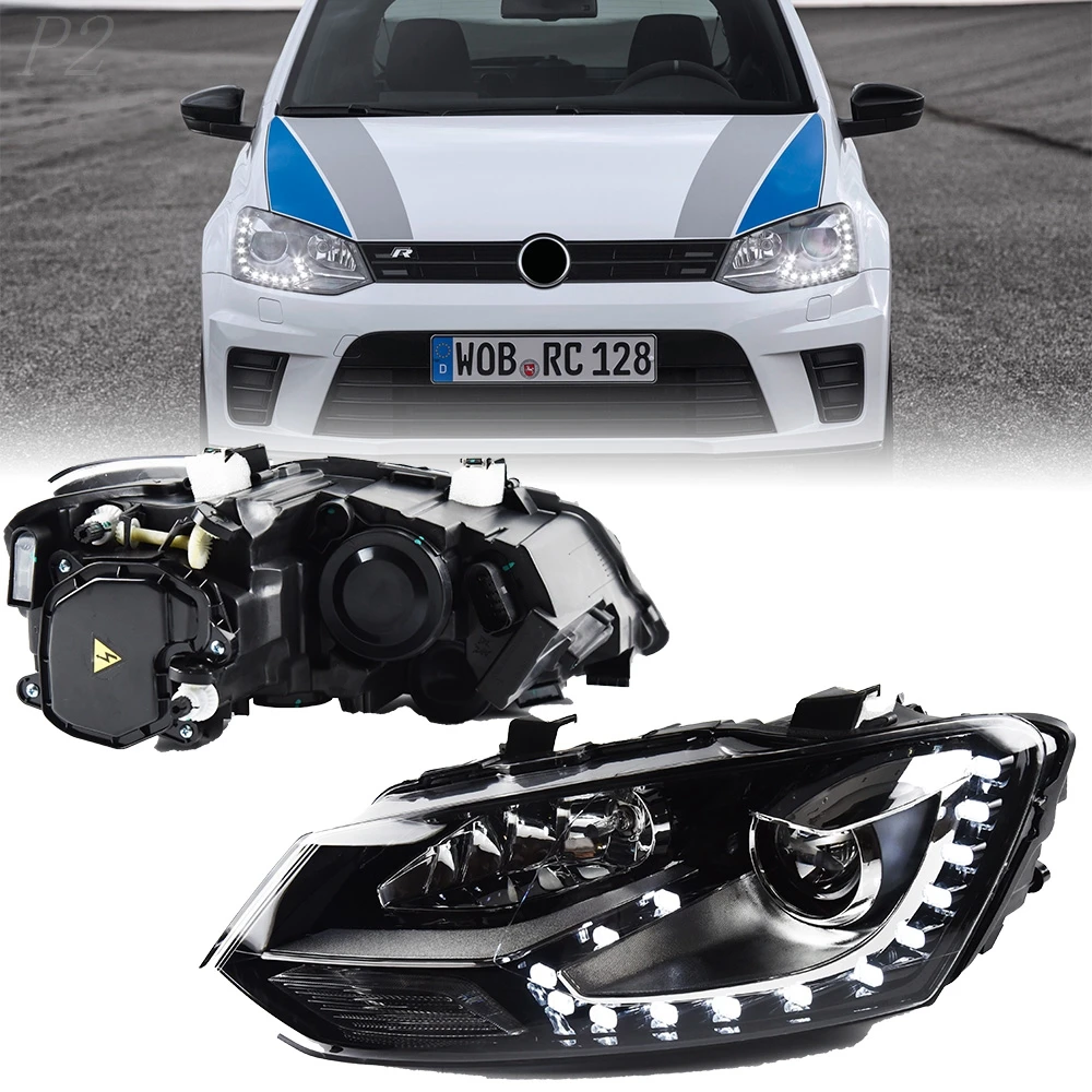 Headlights For POLO GTI 2010-2018 DRL Day Running Light Head Lamp LED Bi Xenon Bulb Fog Lights Tuning POLO TSI Car Accessory