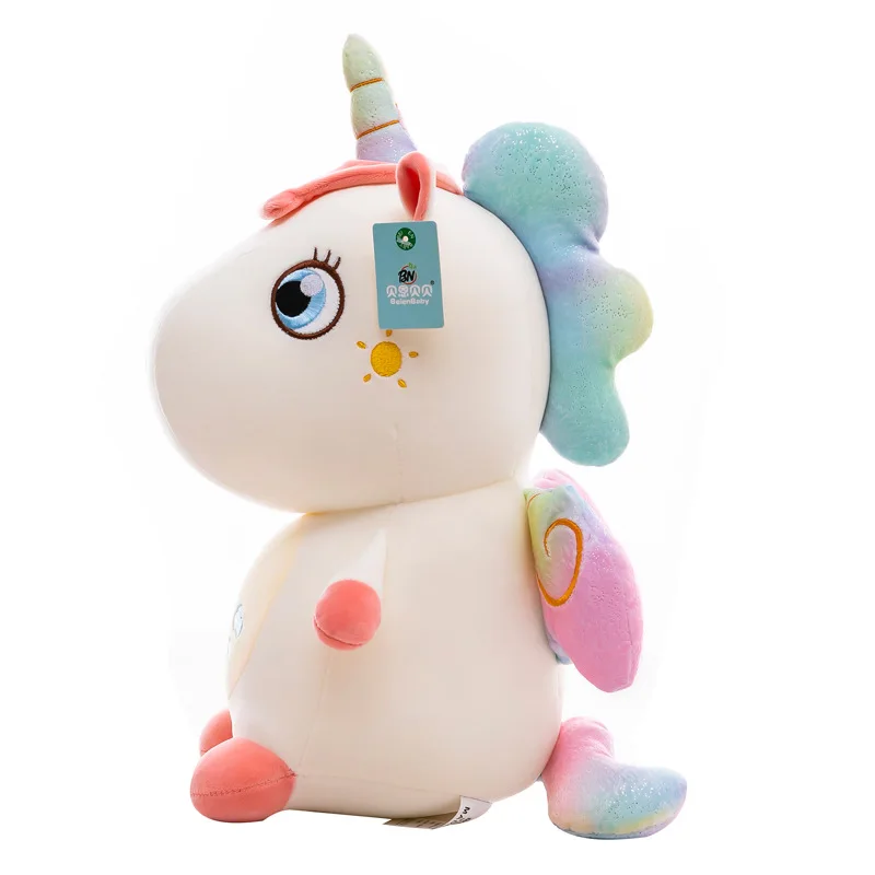 Creative new rainbow angel unicorn doll with down cotton starry sky unicorn plush toy girl pillow