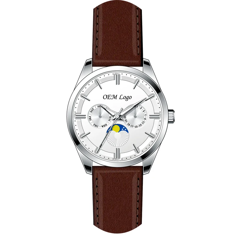 Manufacturer custom made brand logo moonphase watch japan movt quartz stainless steel bezel roles men gold luxury watches