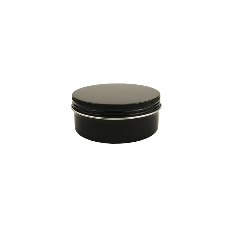 Matte black aluminum 60ml cosmetic jar 2 oz empty round metal screw top tin cans 60g hair wax can box with lids