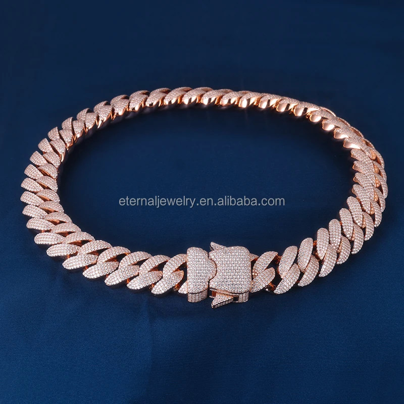 Изготовленный на заказ 22 мм S925 серебро 10k 14k 18k цельное золото Обледенение Муассанит лабораторный бриллиант Майами кубинское звено цепочка браслет