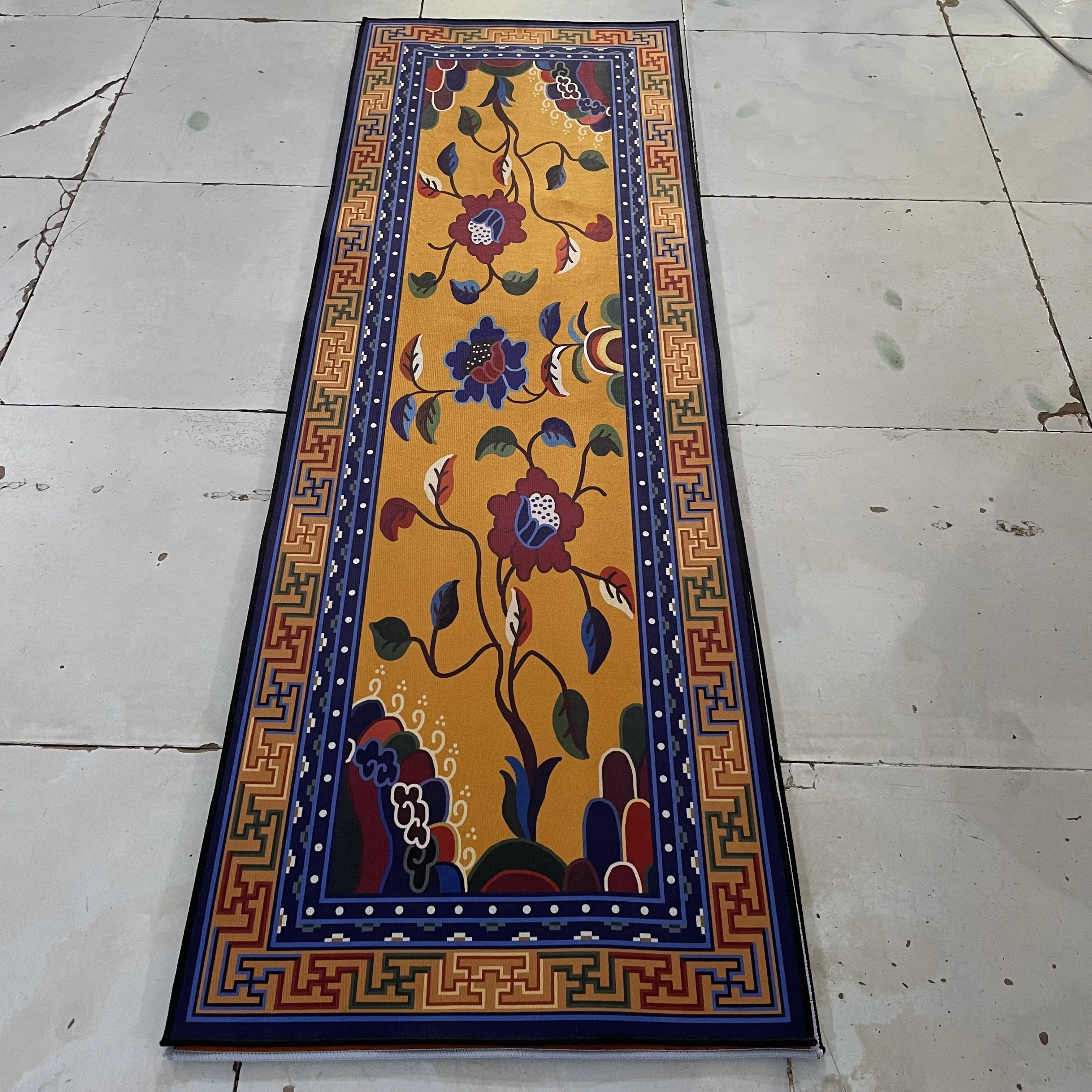 Machine Washable Rug Thin Vintage Bohemian Medallion Area Rug Stain Resistant Non-Slip Backing carpets for Living Room