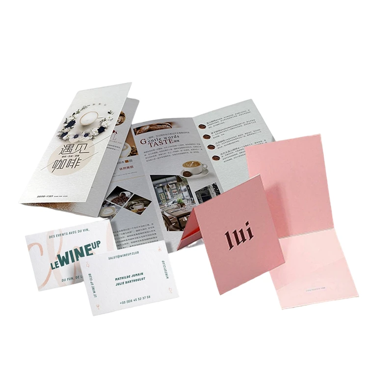 Custom Fold Leaflet Brochure A3A4A5 Low Moq Cheap Manual Invitation Promotion Advertising Instruction Brand Logo Flyer Printing