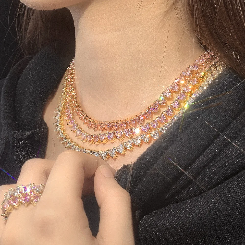 Mossan 3mm hip hop single stone tennis tennis chain hot selling 925 sterling jewelry silver couple necklace