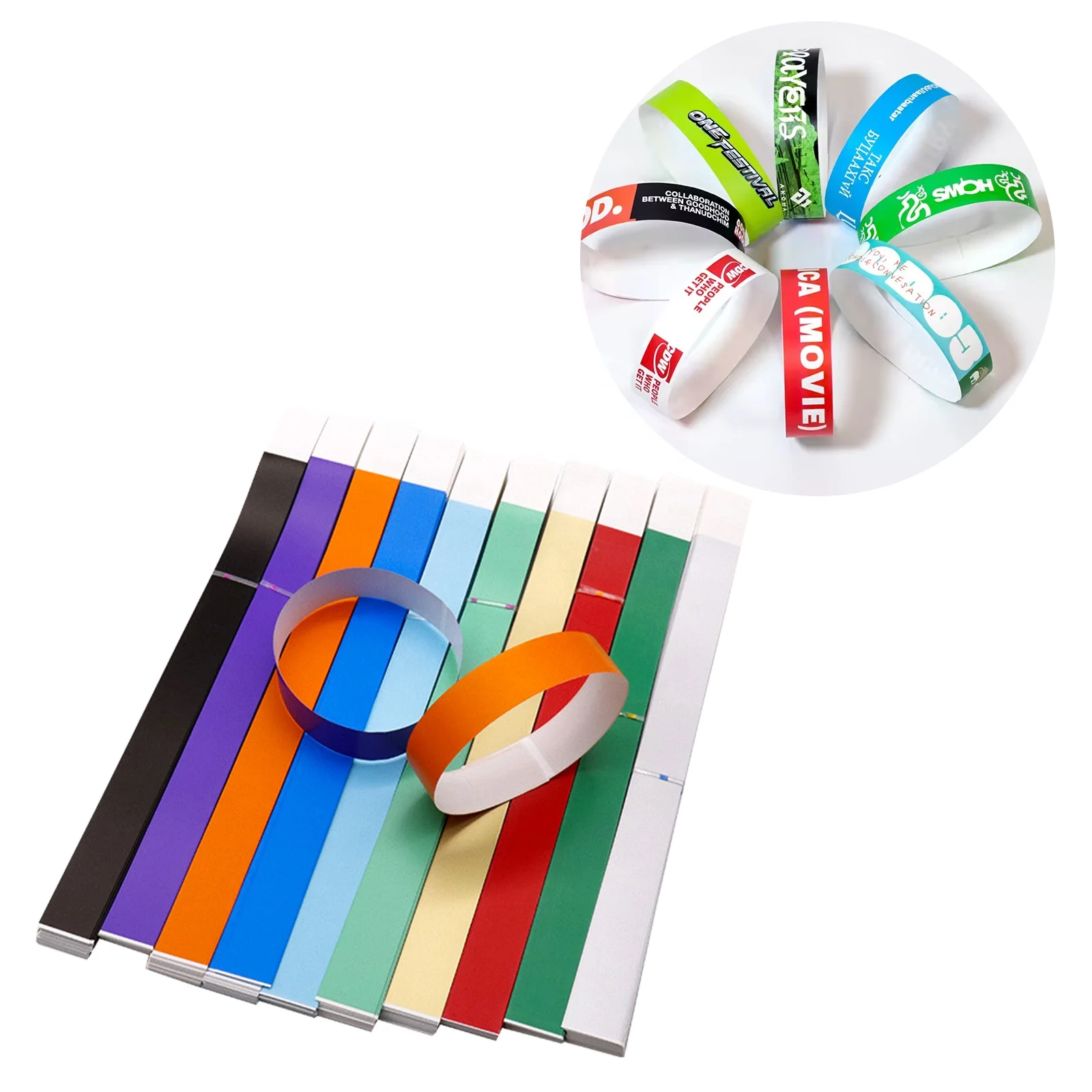 custom cheap colored printed tyvek wristband event party ID waterproof disposable bracelet