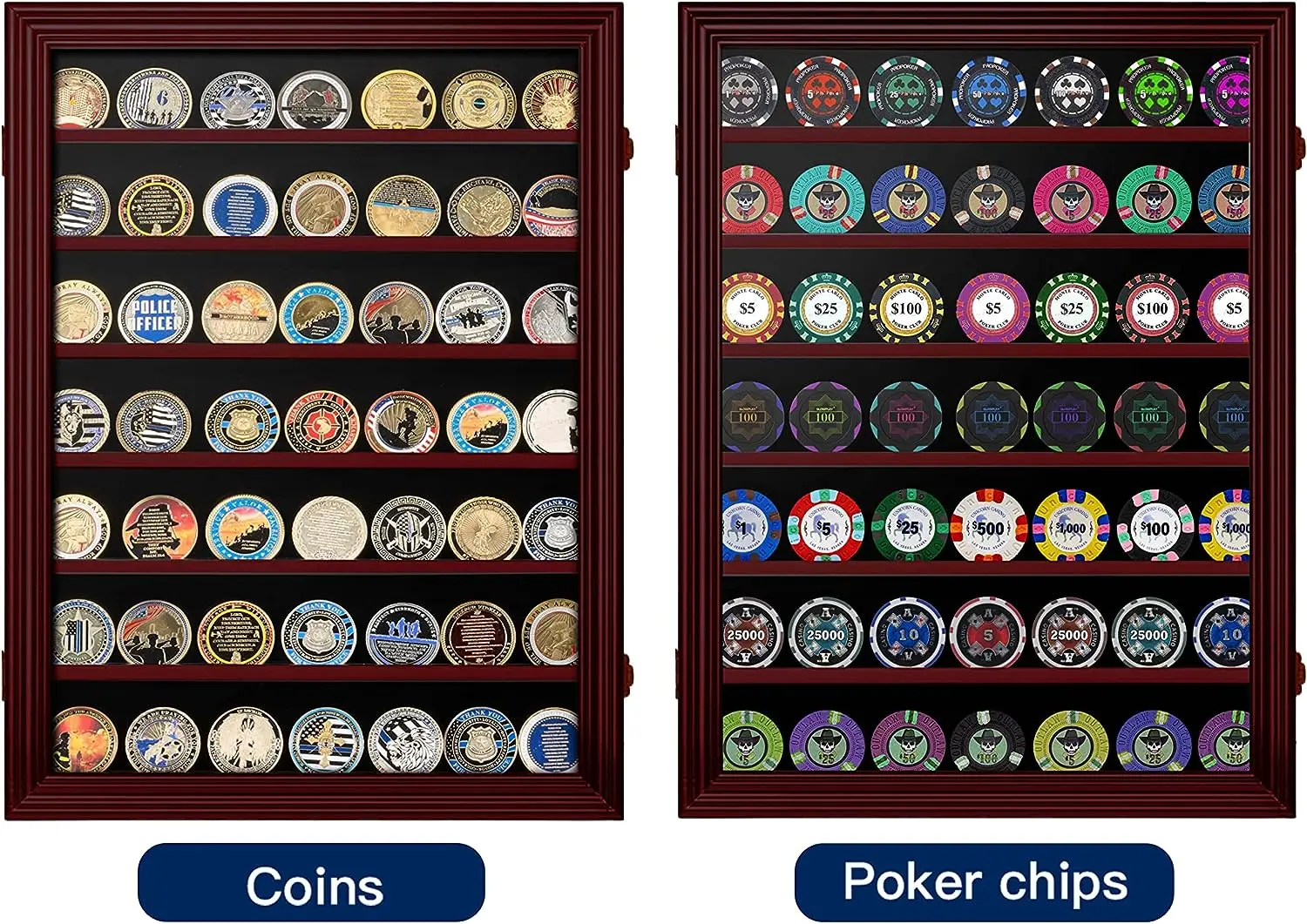 Solid Wood Coin Display Box Case Holds 100 Coins Military Coins Wood Packing Box with Removable