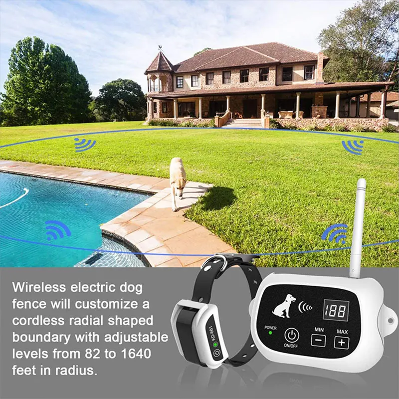 Hot Selling 20M-500M/550Yd/1666Ft Range Electric Dog Fence System Rechargeable Wireless Electric Dog Fence