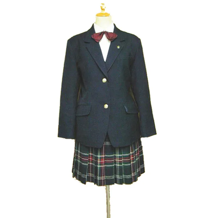 Girls uniforms clothes plaid skirts blazer designs 100% cotton school uniform