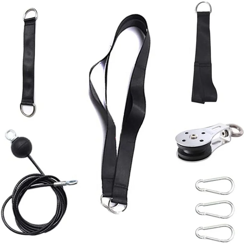 
MJ Fitness Loading Pin Adjustable Length Wall Gym Pulley Cable System 