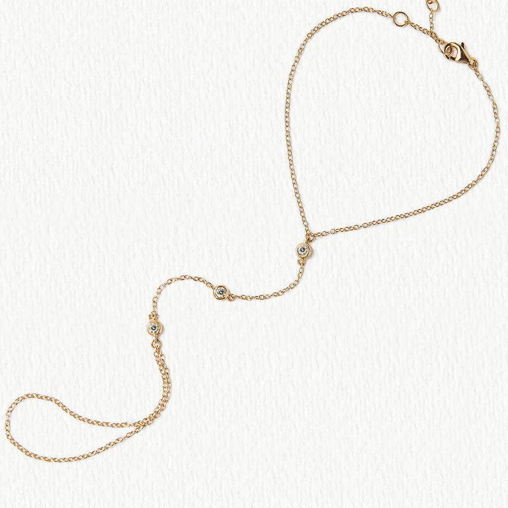 new arrival Gold Plated diamond rhinestone link chain rings slave bracelet for women