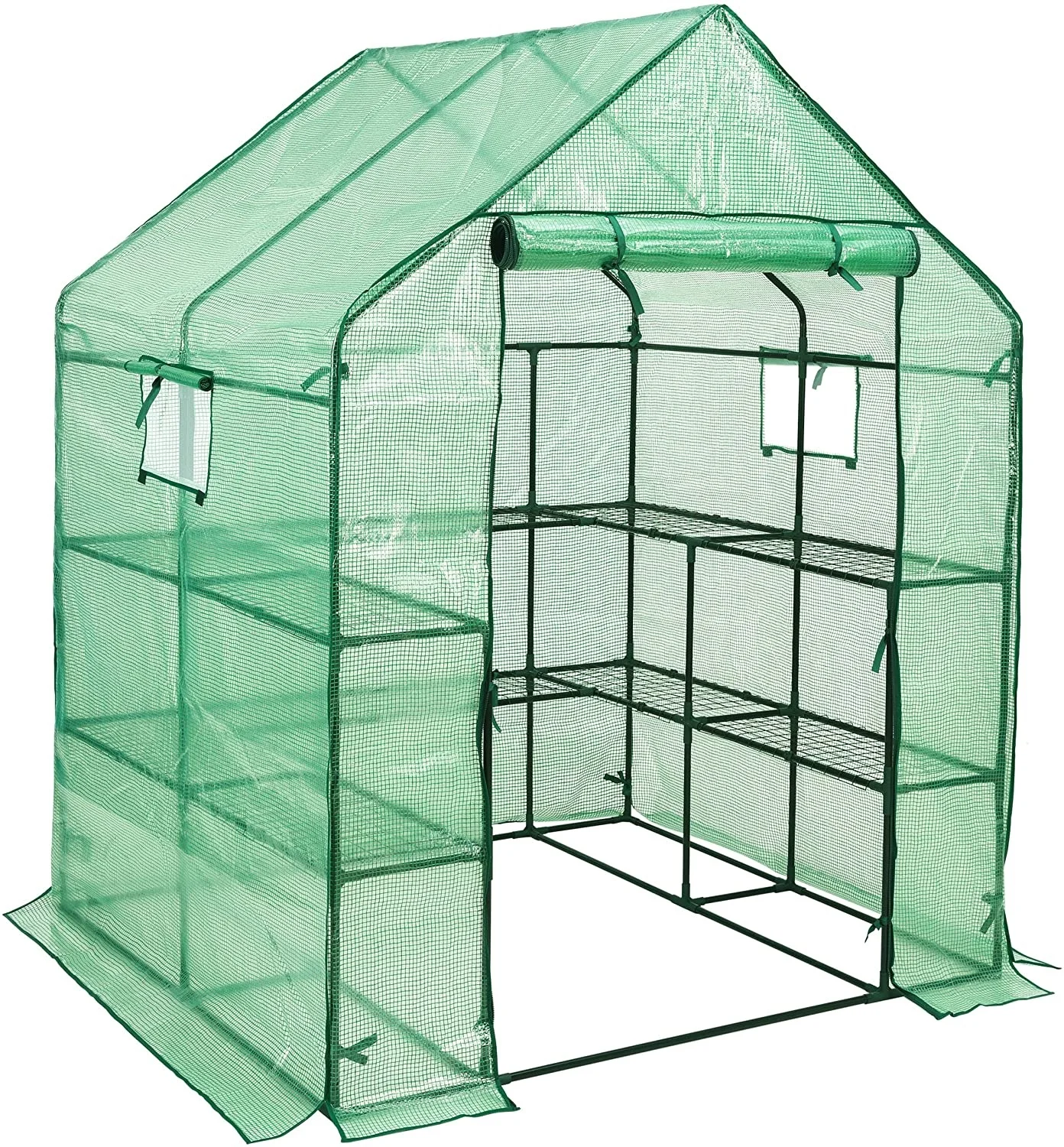 2 3 4 5 Tiers Portable Outdoor Large Walk In Garden Greenhouse with 8 Shelves and Removable Waterproof PVC PE Cover Grow House