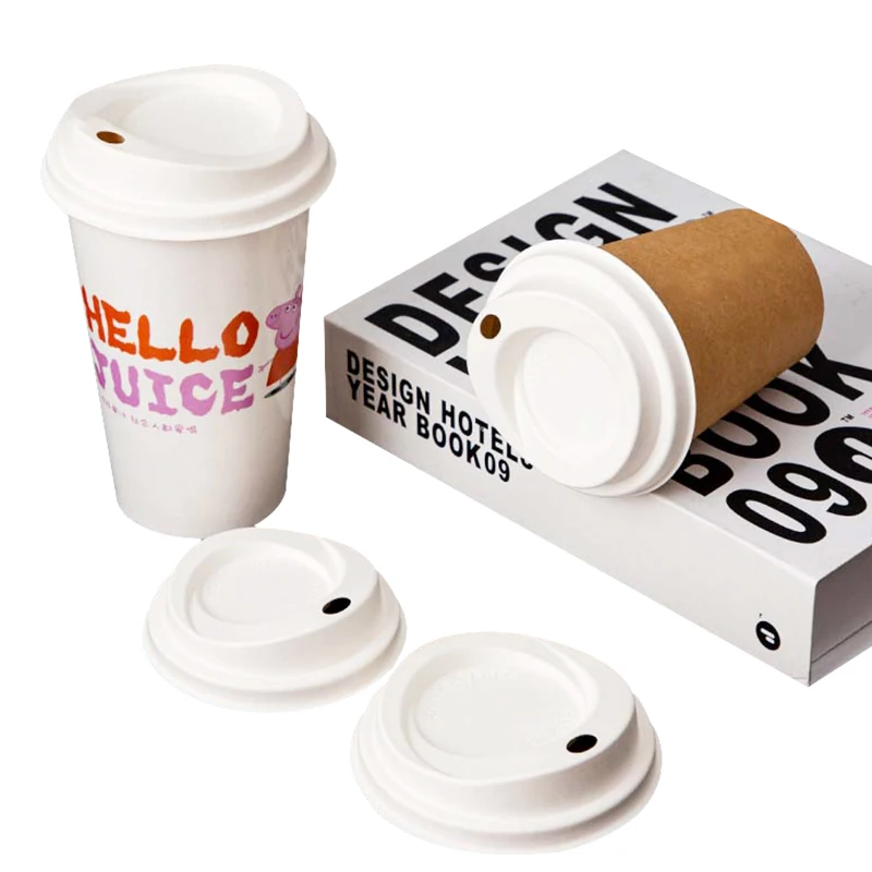 Disposable degradable sugarcane pulp paper cup cover milk tea coffee soybean milk outer packing cup cover