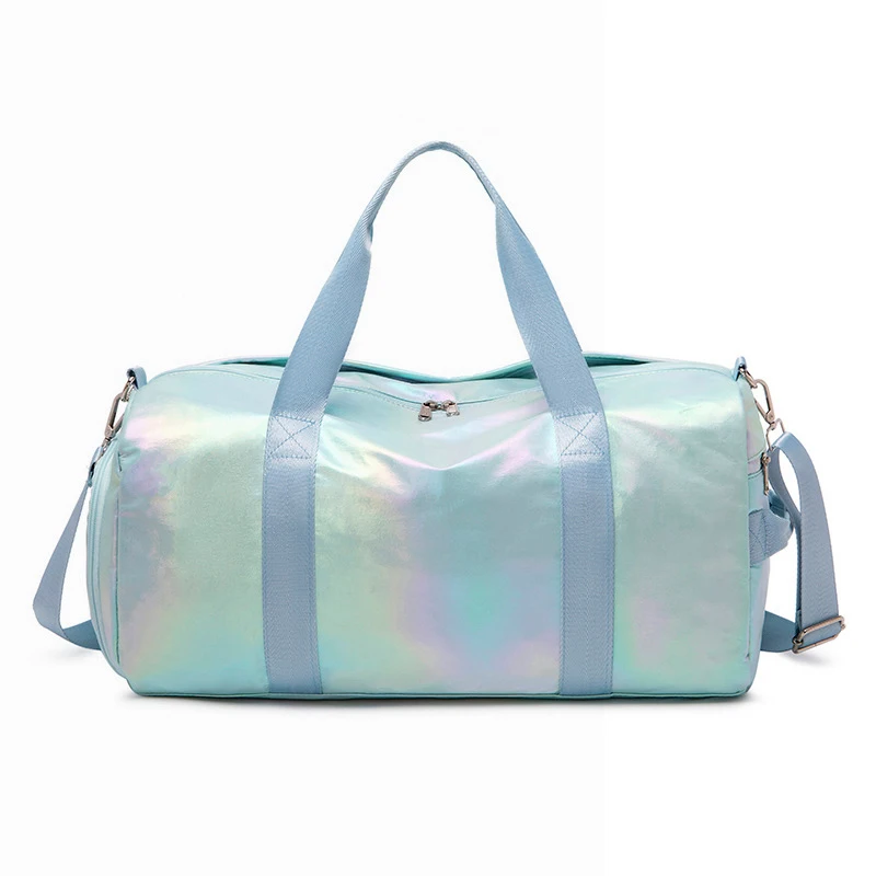 Holographic Yoga Ladies Gym Bag Workout Travel Duffel Sport Bag With Wet Compartment