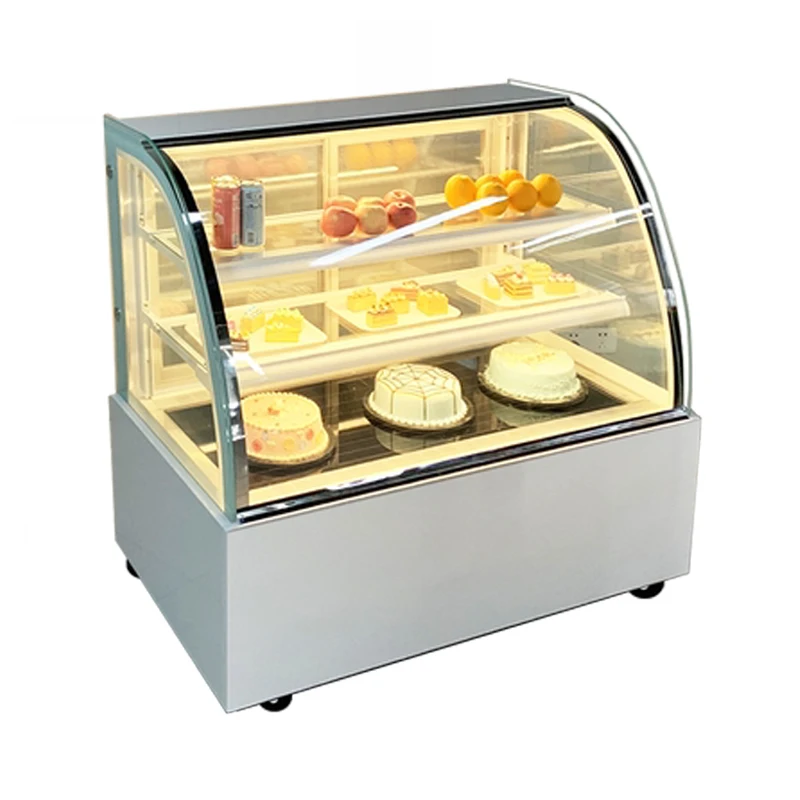 Commercial Luxury Cake Showcase Display High Grade Curved Glass Door Multideck Pastry Showcase For Commercial Sandwich Store