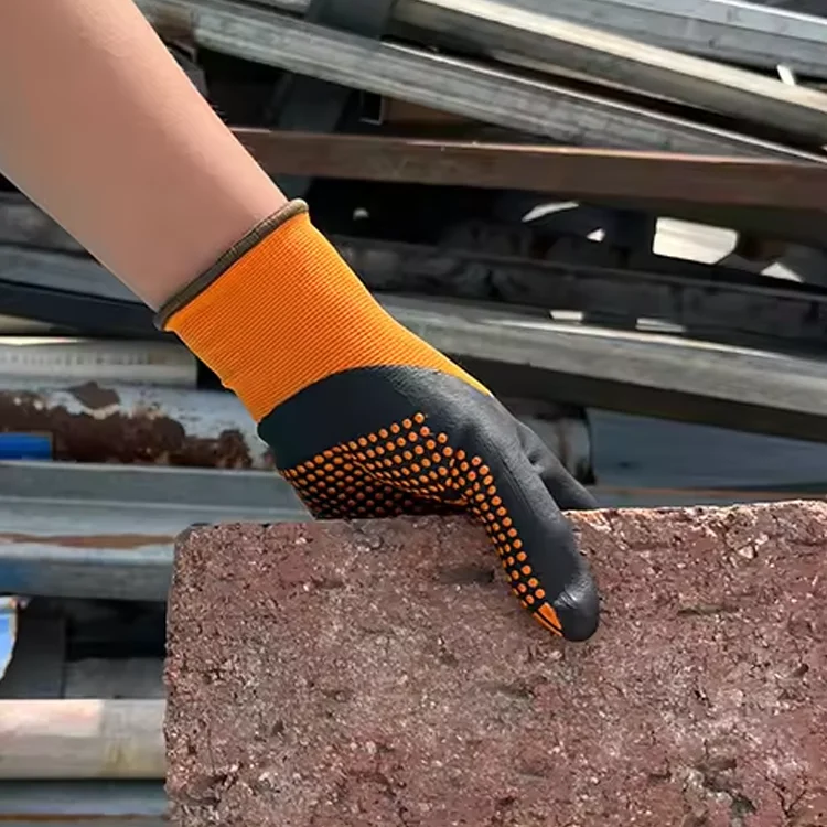 Cheap Hand Protective rubber coated pilester nitrile wholesale nitron anti impact black fashion gloves safety gloves for work