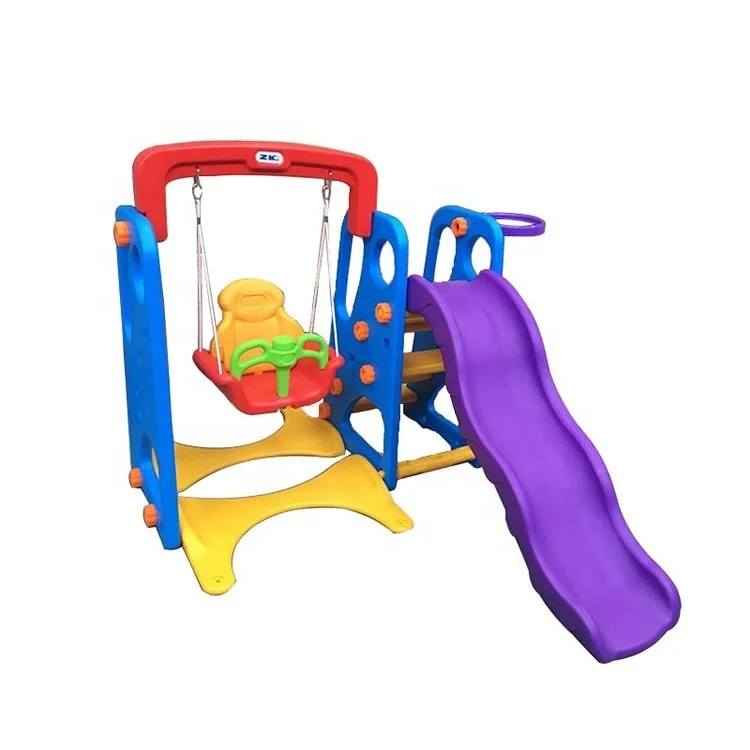 Household combination slide and swing toys indoor kids plastic slide play set for preschool education