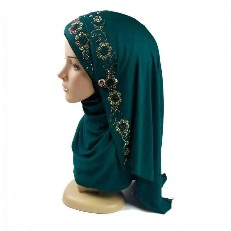 2019 grace style beautiful soft stretchy stones cotton jersey stoler hijab