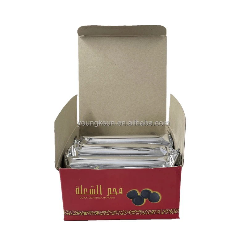 YKS Wholesale 33mm Round Quick Ignition Hookah Charcoal Al Faker Shisha Coal tablets