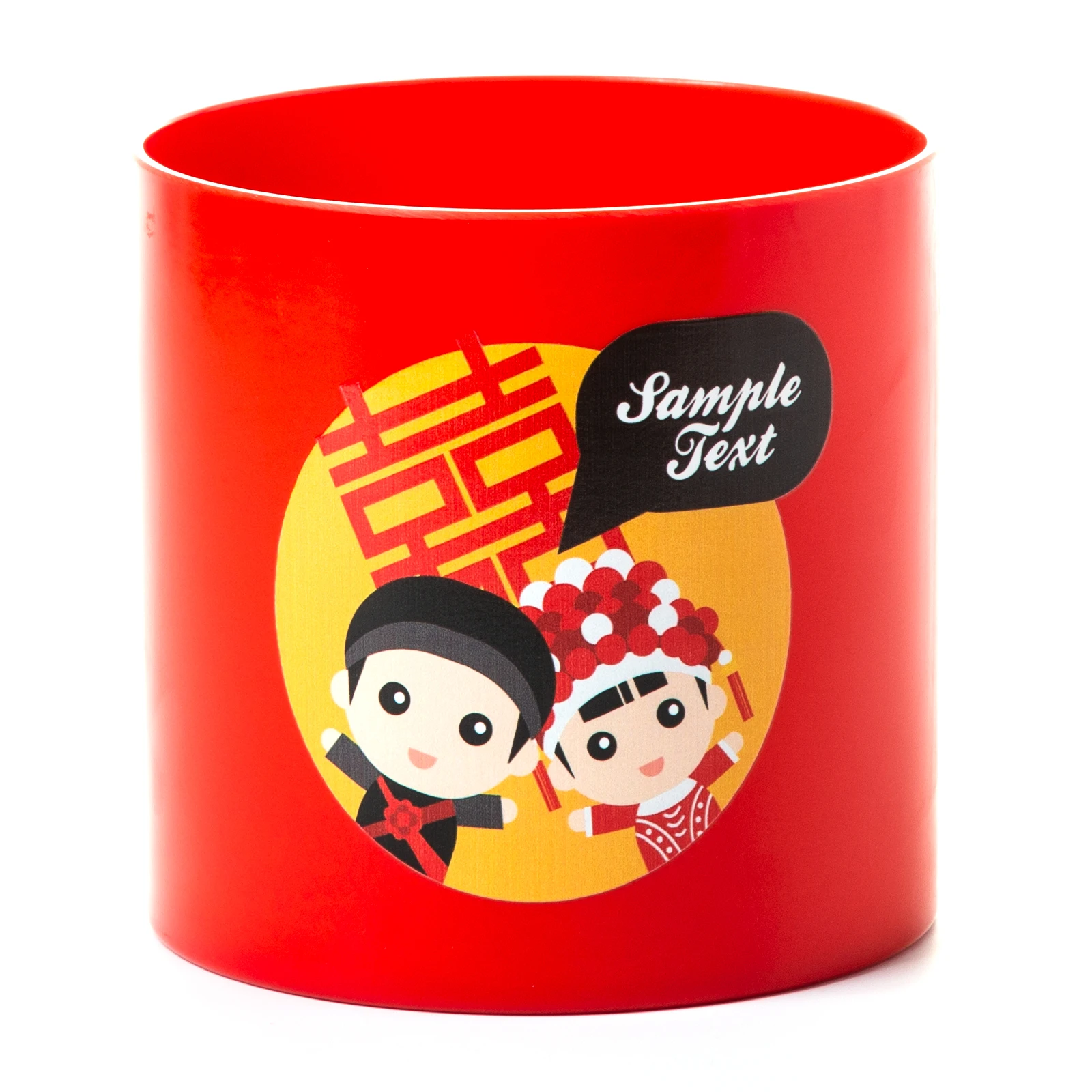 OEM Red Plastic Flowerpot Cylindrical Shape Flower Pot With Hole Tray Custom Patterns And Colors Candy Box Gift Box