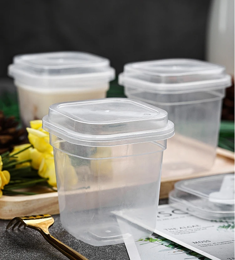 Mini Dessert Cups with Lids and Spoons Square Large Clear Plastic Parfait Appetizer Cup