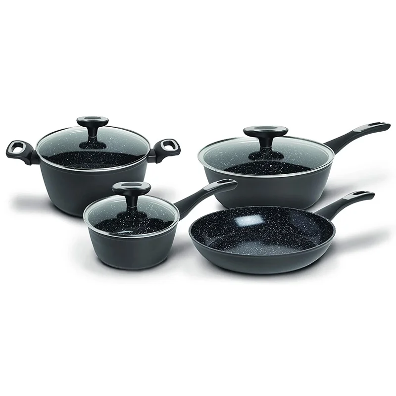 7PCS Long-lasting Nonstick cookware set Forged granite cooking pots Casserole Pan set With bakelite Handle