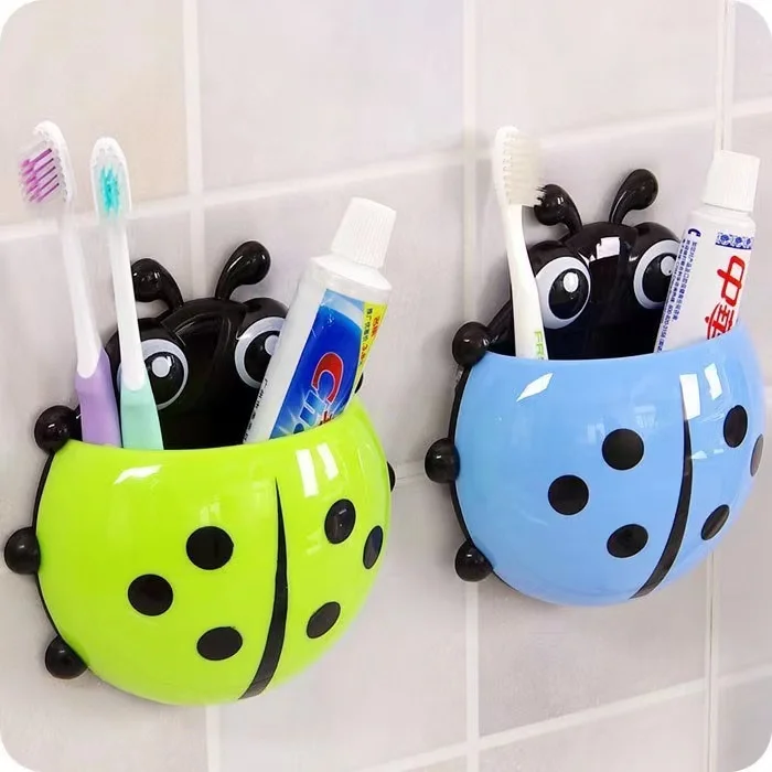 Hot Selling Wholesale Cute Bathrooms storage racks Ladybird Beetle Toothbrush Toothpaste Storage Holders