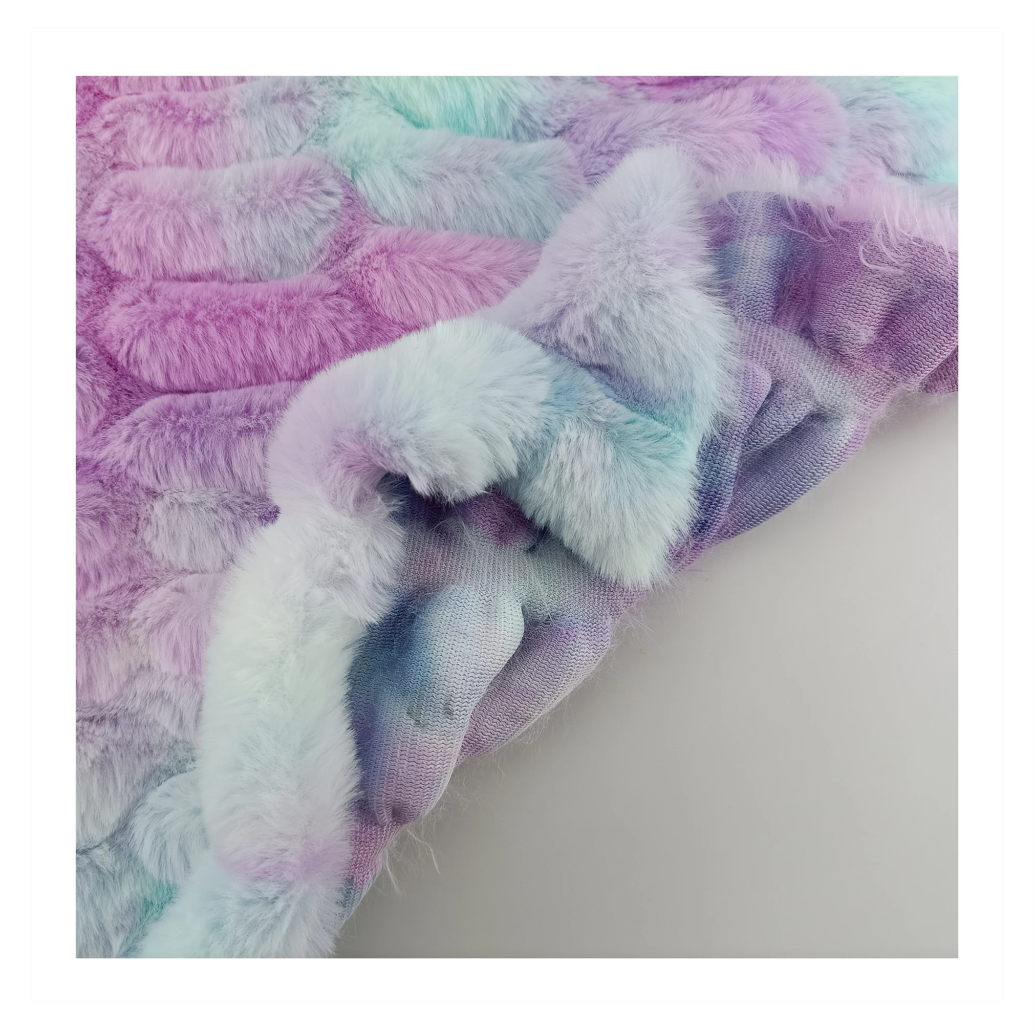 Cotton Candy Tie-dyed Spandex Rabbit Faux Fur Fabric Super Soft for Garment/Hometextile