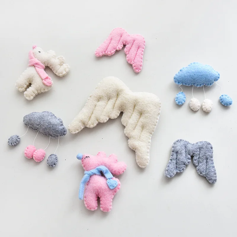 Mini wool felt angel wings diy Christmas tree material Elk cloud Christmas ornaments