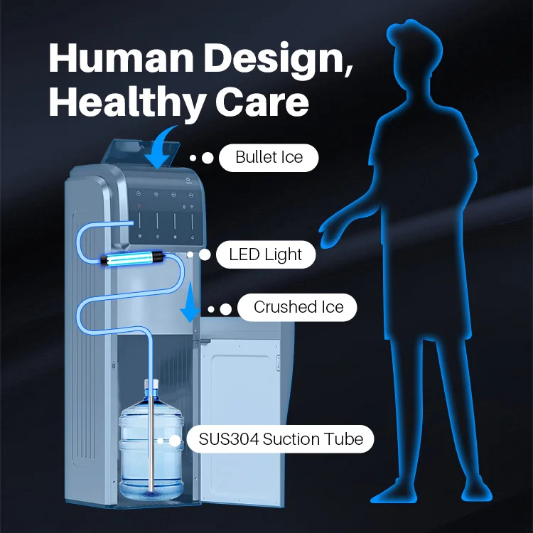 Smart APP Control Home Office Public Cube and Crushed Ice Maker Vertical Water Dispenser Hot and Cold