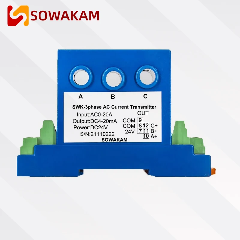 SWK-3A Hall Sensor Current Sensor Series AC0-50A input 4-20mA AC Current Transducer Hall Effect Current Transmitter