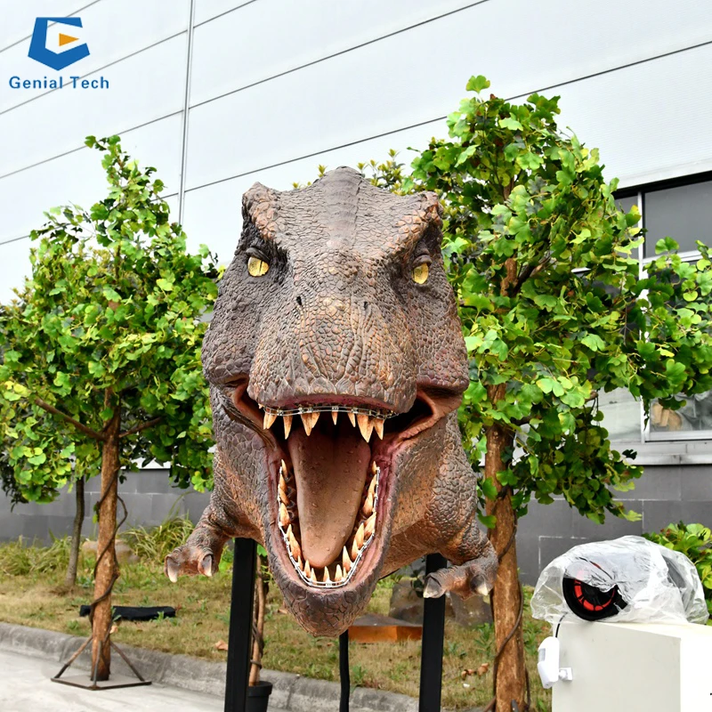 SGD10 Wall Mounted T-Rex Dinosaur Head Silicone Dinosau T-rex Animatronic Model For Shopping Mall Decoration