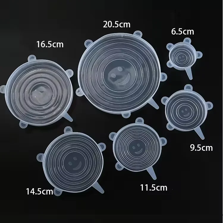 Reusable Seal Stretch Covers lids Food Grade Silicone Lid Tapas De Silicon Adjustable Keep Fresh Cup Lid