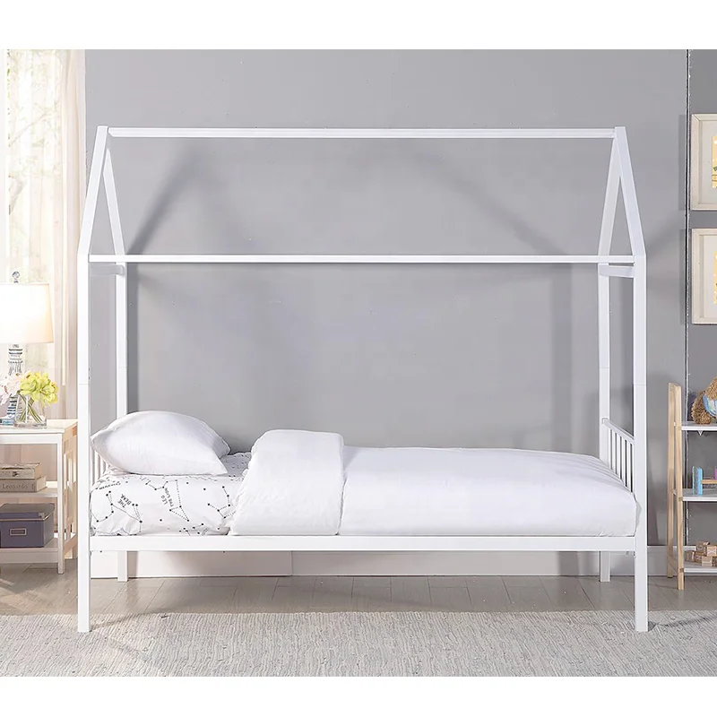 custom small iron single size house metal kid bed for children