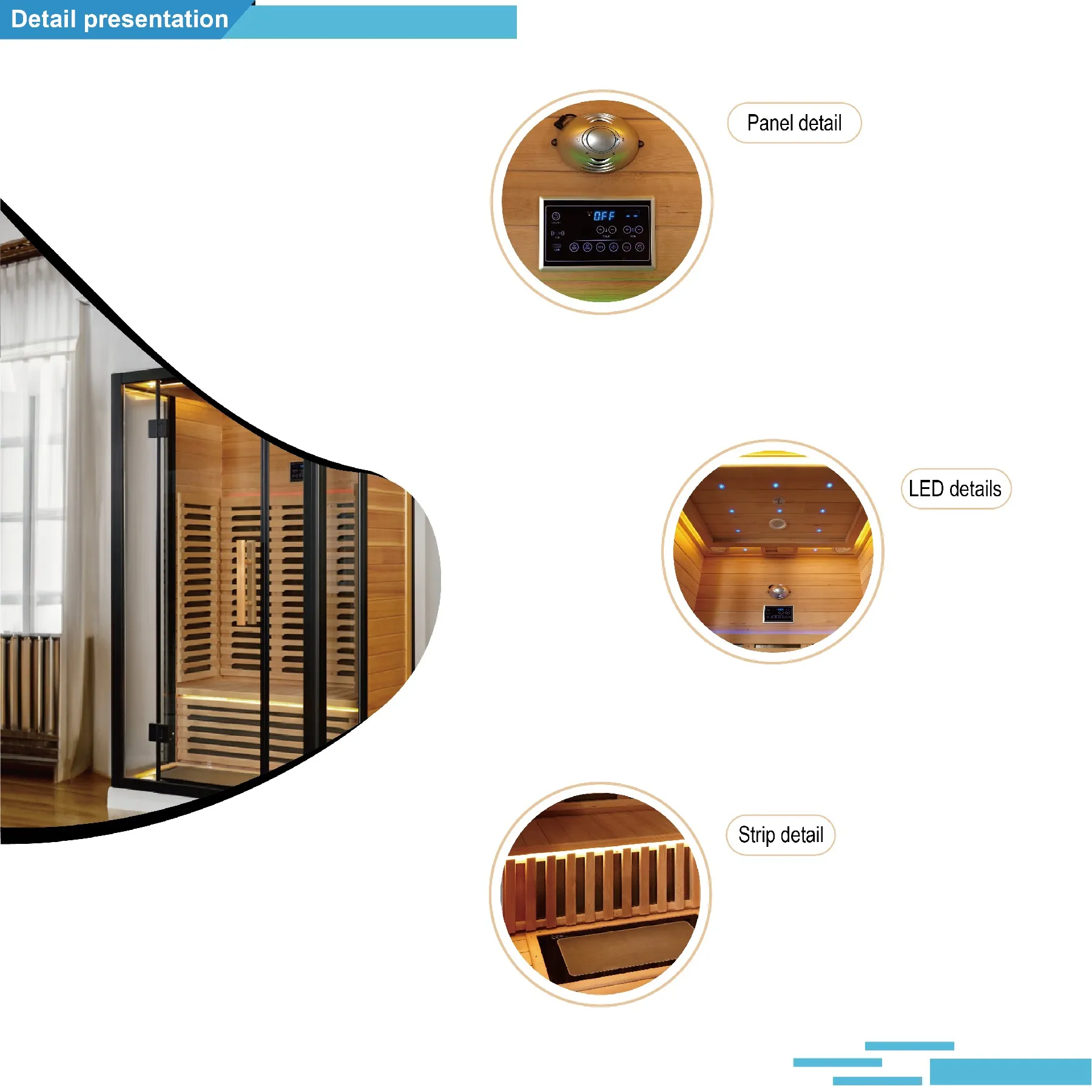 Sunrans Modern Style Far Infrared Indoor Sauna 2 Person Sauna Room With Cedar Wood For Home