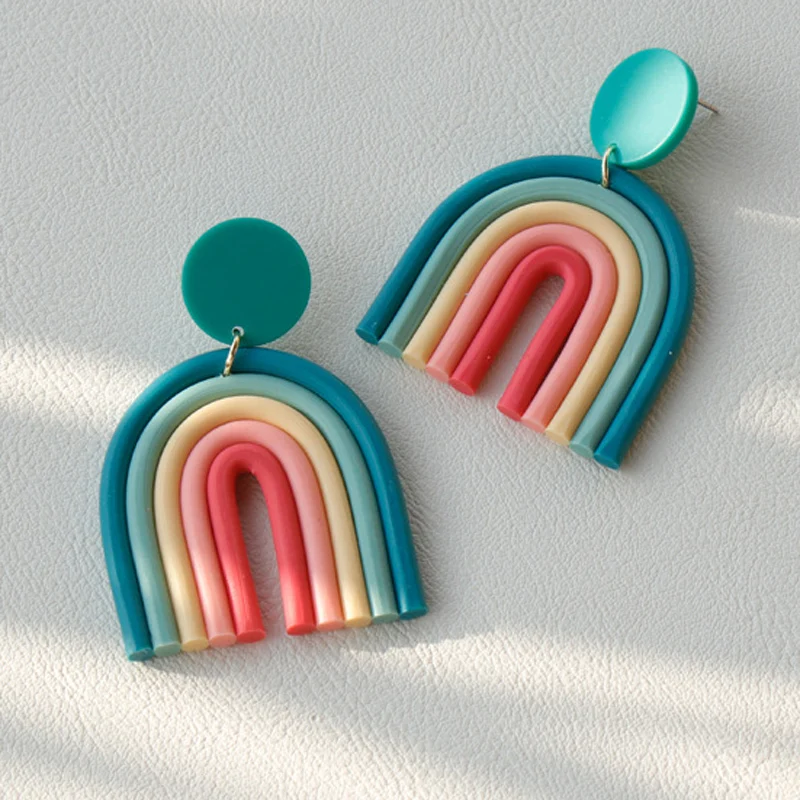 Plated Korean Clay Polymer Earrings Jewelry Geometric U-shaped Polymer Clay Earrings Gold 2022 New Trendy for Women Heart 10 G