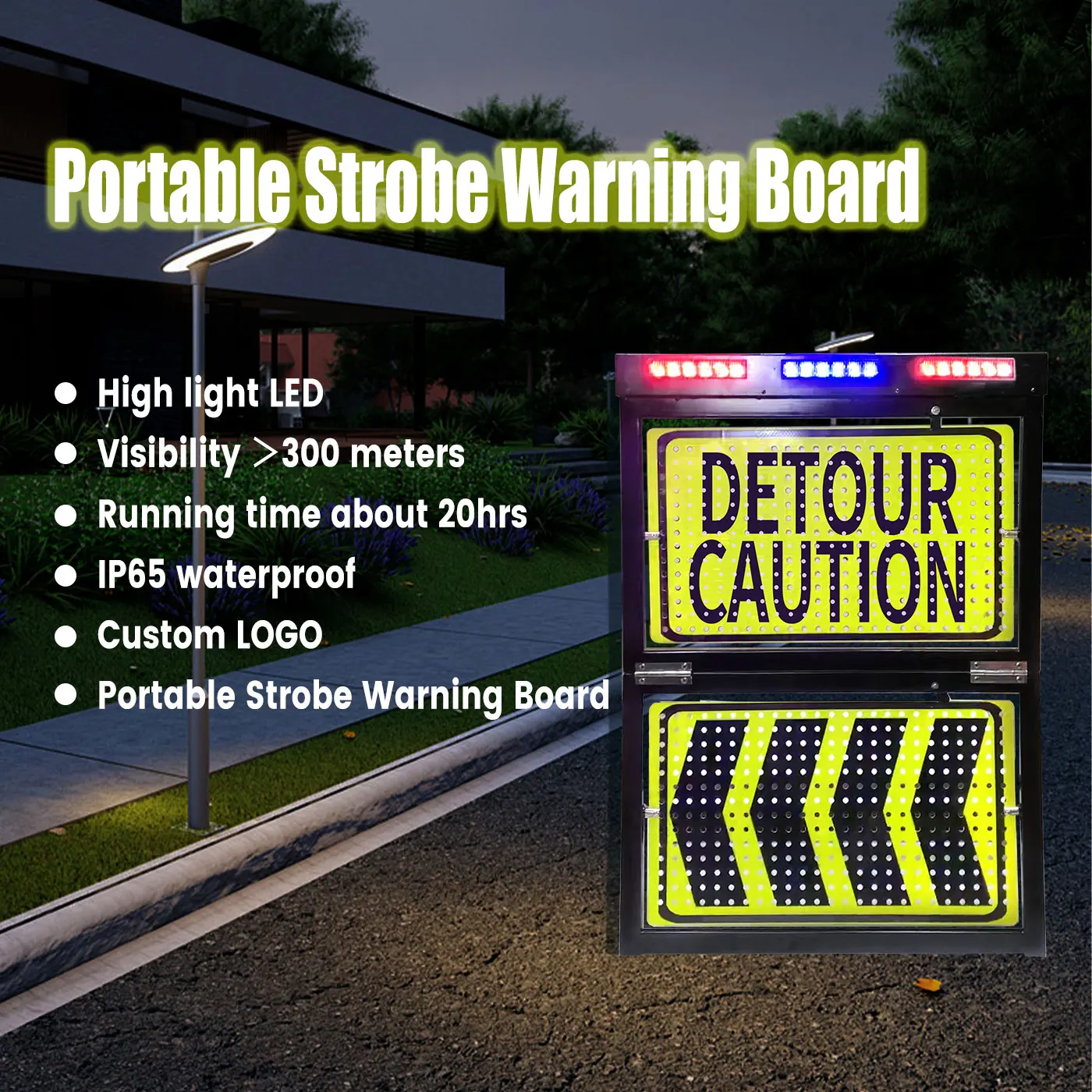 Road work safety warning message board led traffic inspect duty sign barrier flashing signal warning board