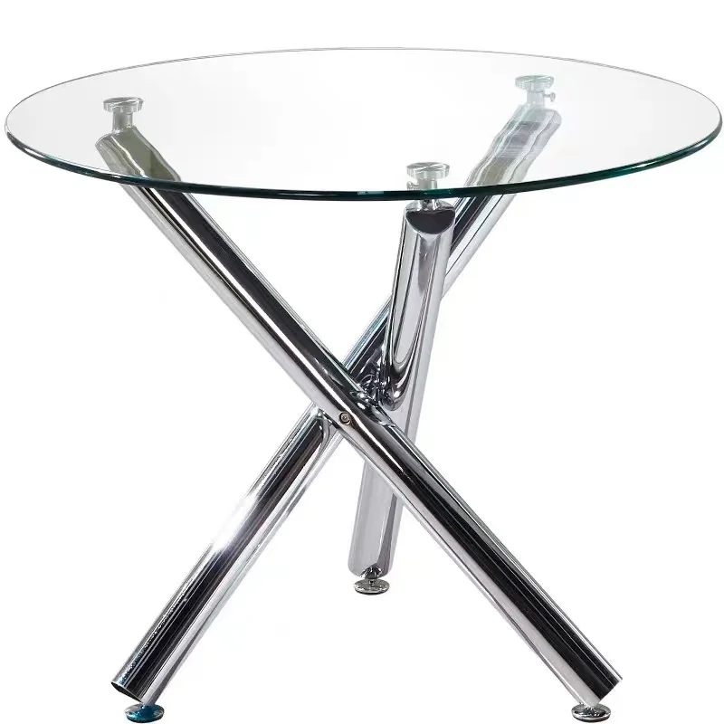 New tempered glass small round table simple modern hall indoor leisure reception negotiating table