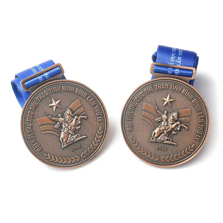 Customization design bronze metal Embossed 3D german medals custom running gymnastics logo medal award with ribbon