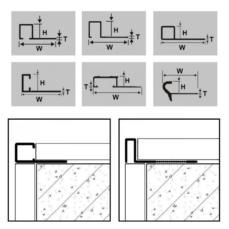 NIUYUAN Customized Production Side Open Aluminum Square Edge Tile Trim
