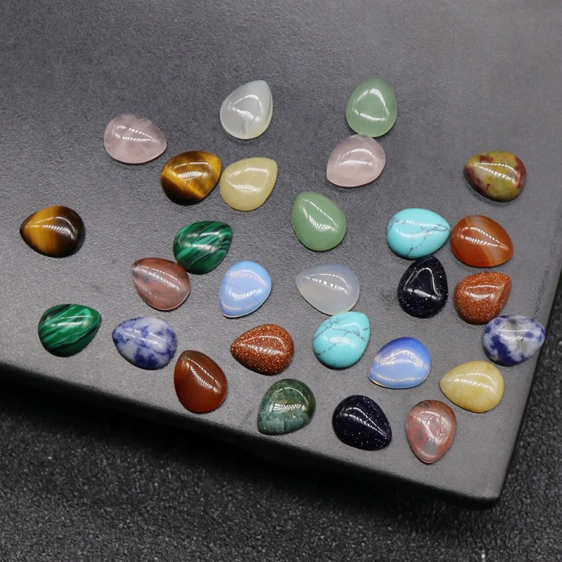 Natural Gemstone 8X10mm drop half cut Cabochon loose bead quartz agate no hole Cabochon beads for Ornament material