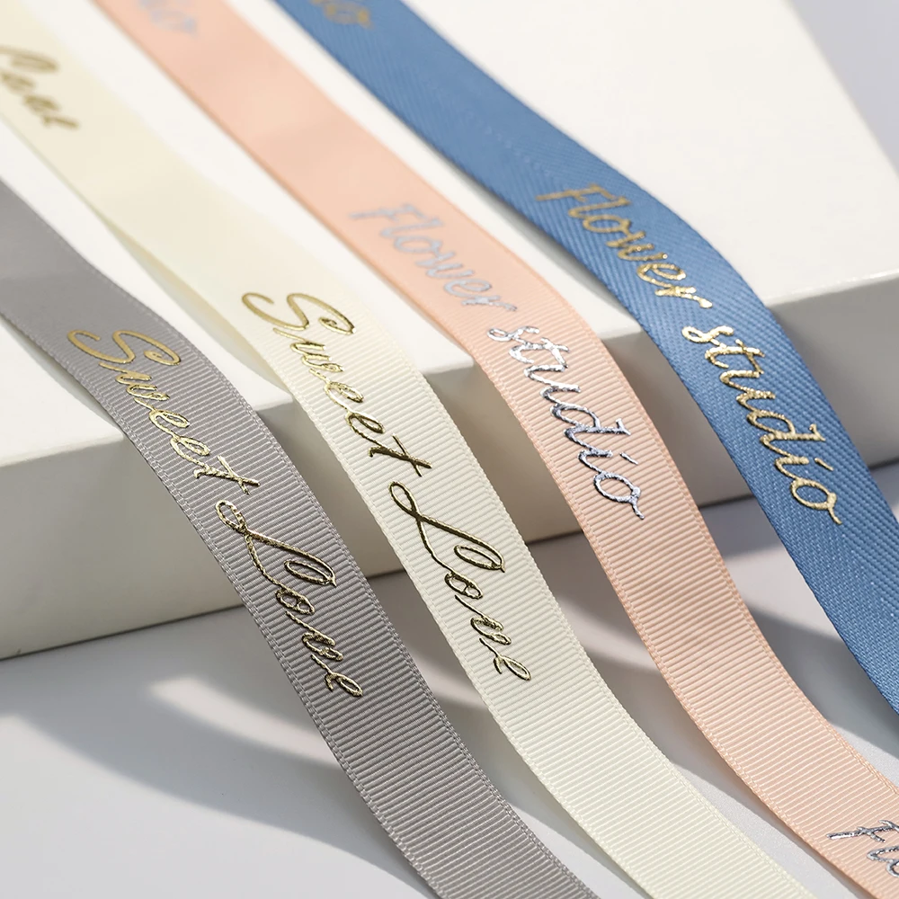 Custom Relief 3d Logo on Grosgrain Ribbon for Gift Packing