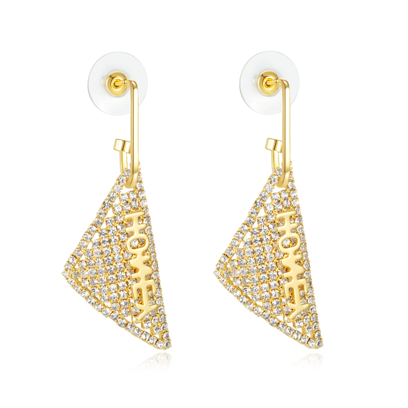 Triangle Copper Earrings For Sensitive Ears Fashion Gold Plated Copper Long Colour Earrings