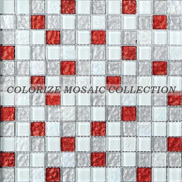 Горячие продажи холодных брызг стеклянная мозаика изображение с красная стеклянная мозаика (GR003)